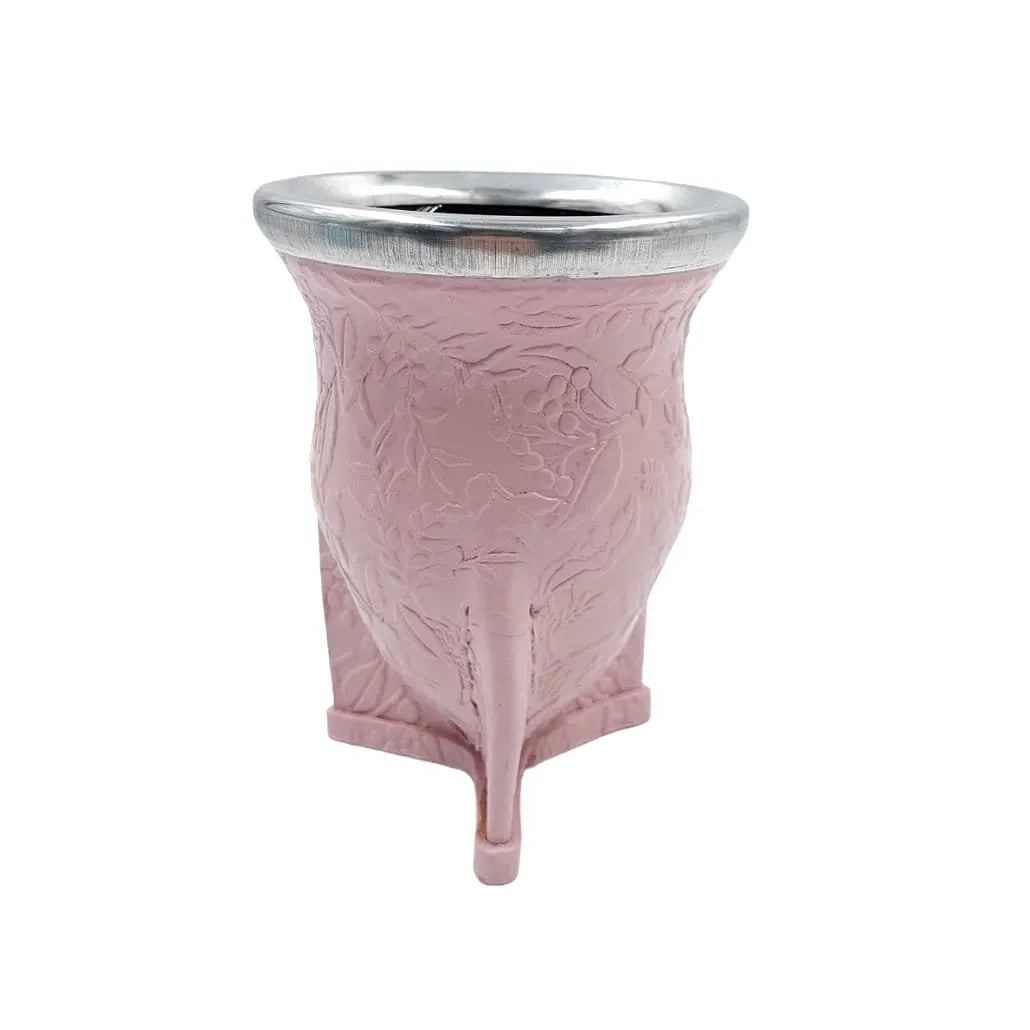 Mate vidrio templado cuero texturado flor