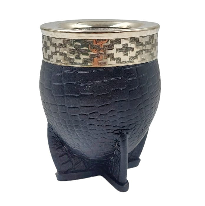 Mate imperial acero alpaca croco negro