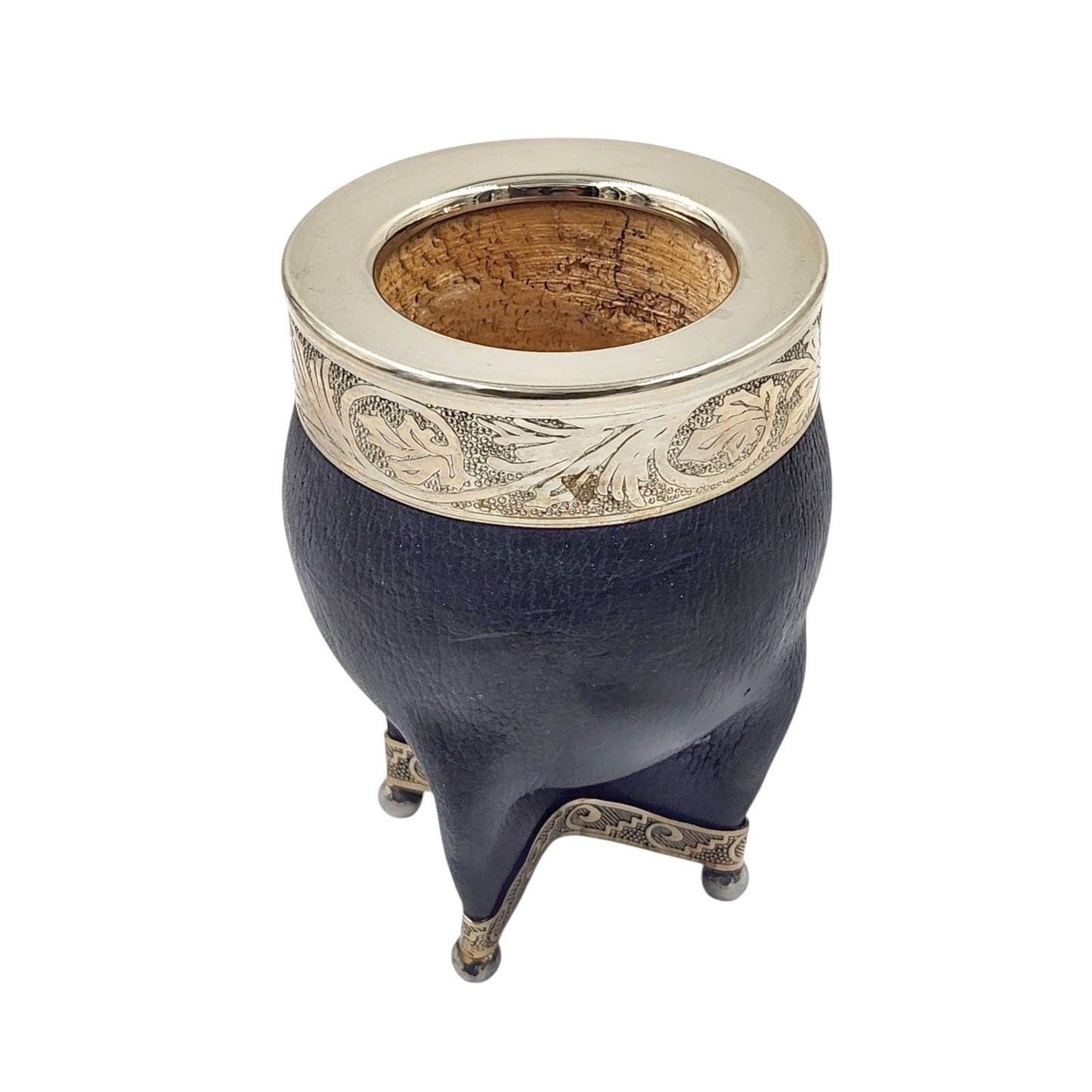 Mate calabaza imperial virola y base en alpaca con bolitas
