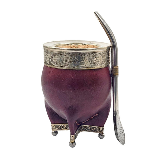 Mate imperial calabaza en alpaca con bolitas + bombilla