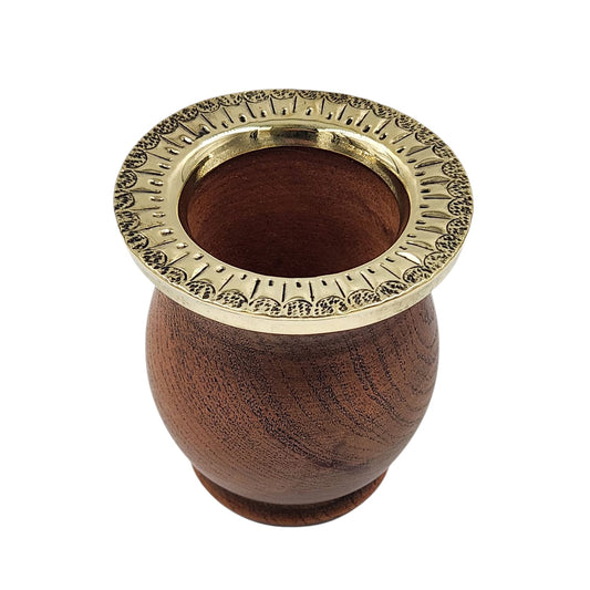 Mate copa de algarrobo virola cincelada