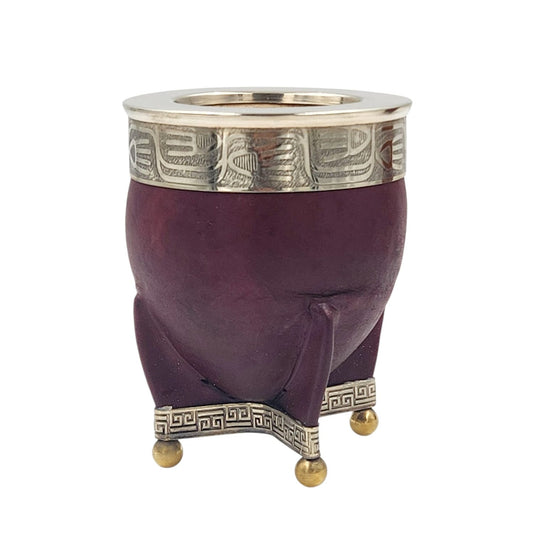 Mate imperial de calabaza virola, fleje y base en alpaca.