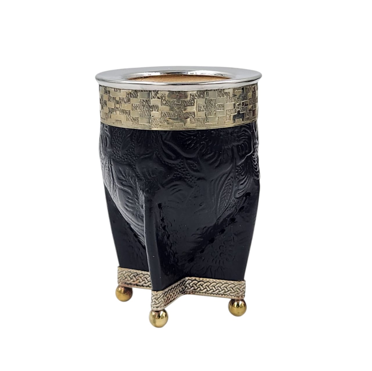 Mate imperial calabaza croco virola y base en alpaca con bolitas