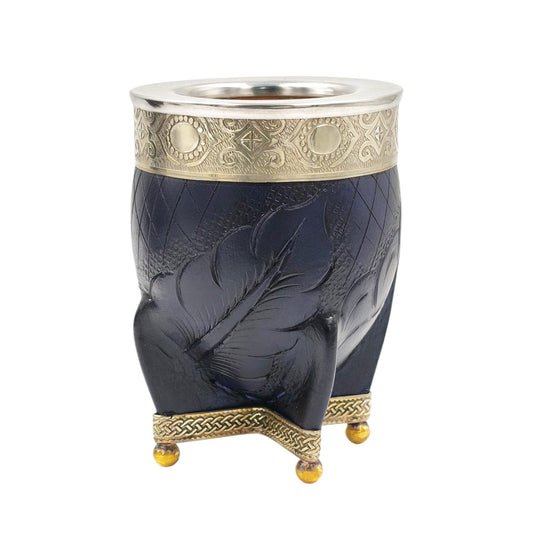 Mate imperial de calabaza cuero dibujado base bolitas