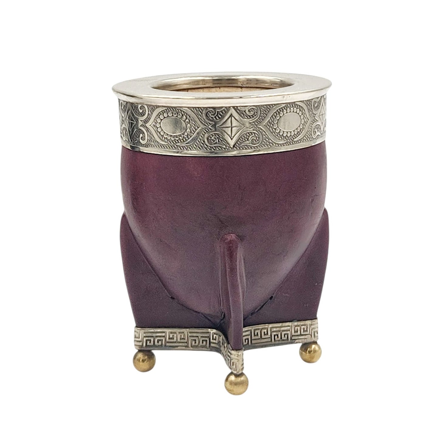 Mate imperial de calabaza virola, fleje y base en alpaca.