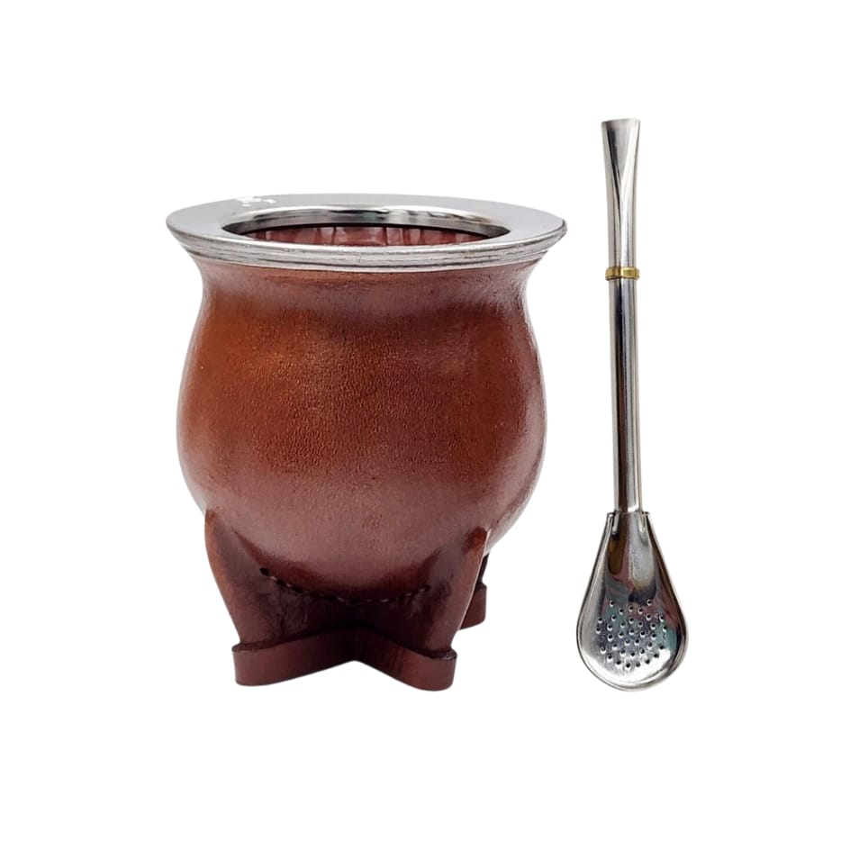 Mate camionero cerámico uruguayo + bombilla