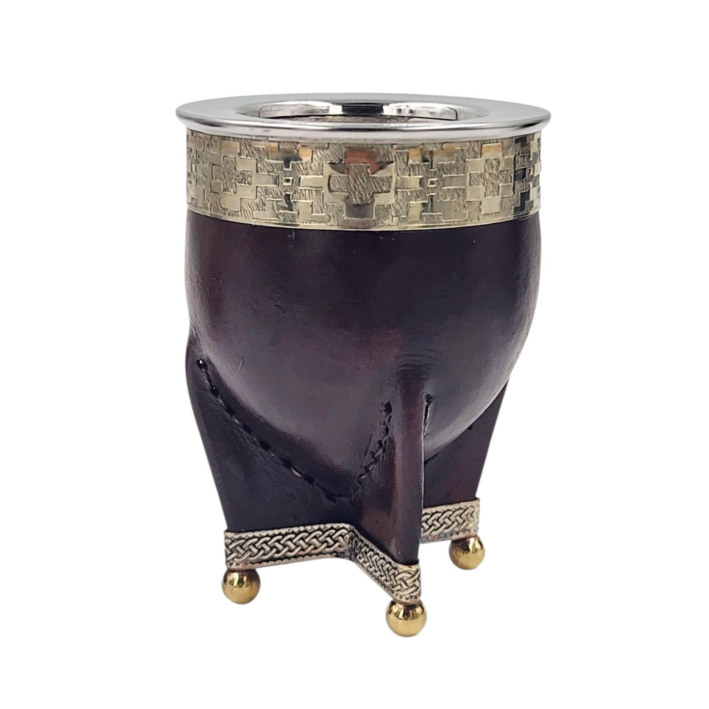 Mate acero imperial virola y base en alpaca con bolitas