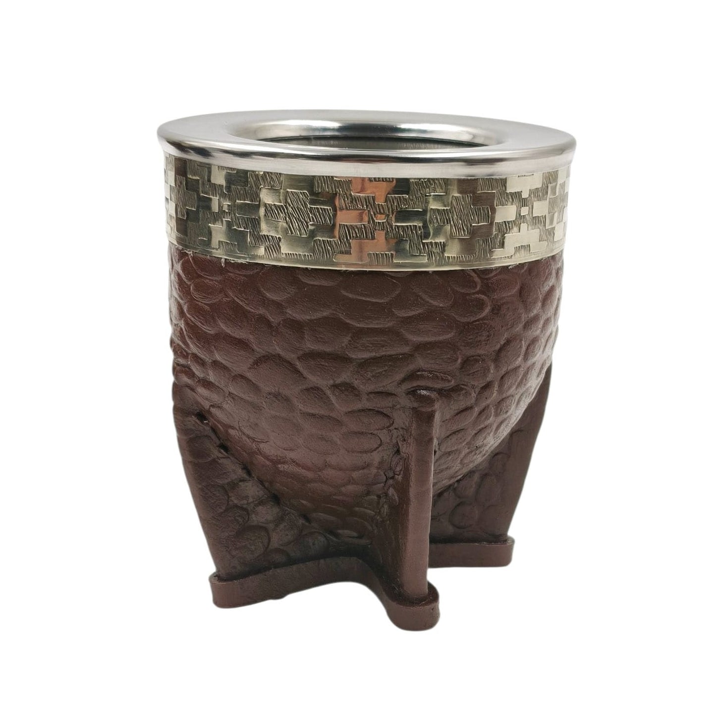 Mate imperial acero fleje en alpaca cuero texturado