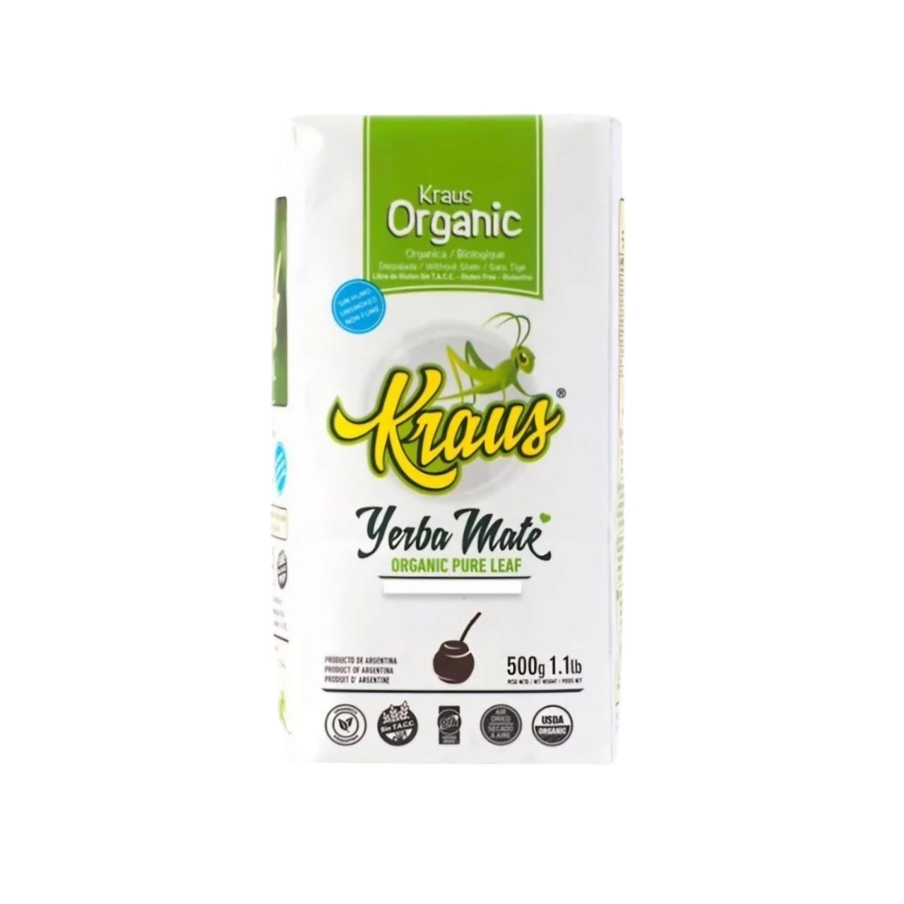 Yerba mate Kraus Orgánica Pura hoja.