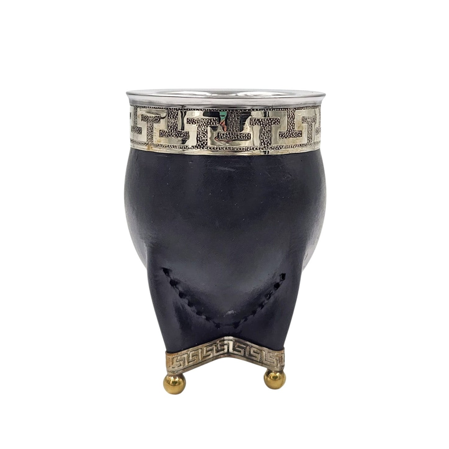 Mate acero imperial virola y base en alpaca con bolitas
