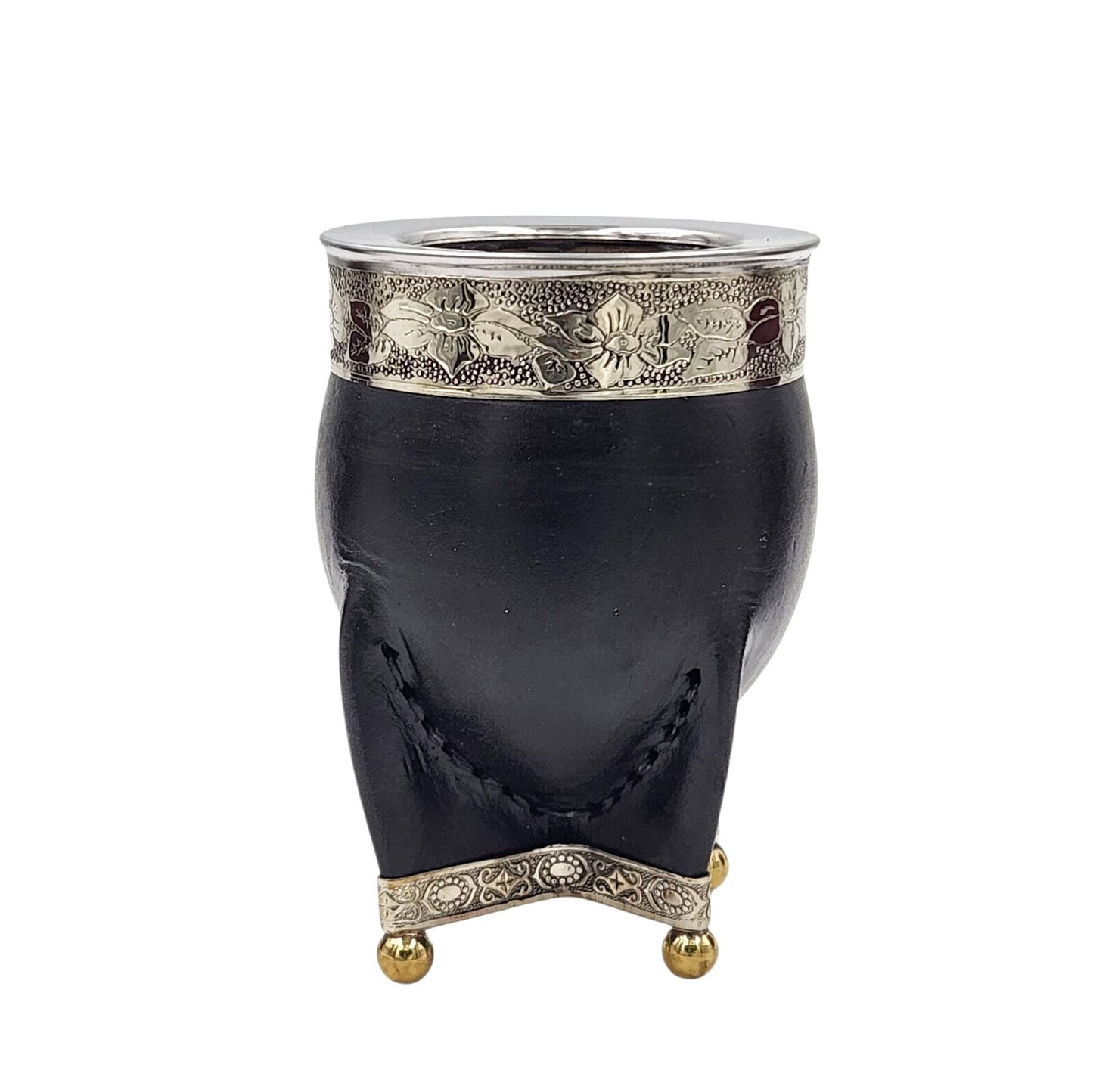 Mate acero imperial virola y base en alpaca con bolitas