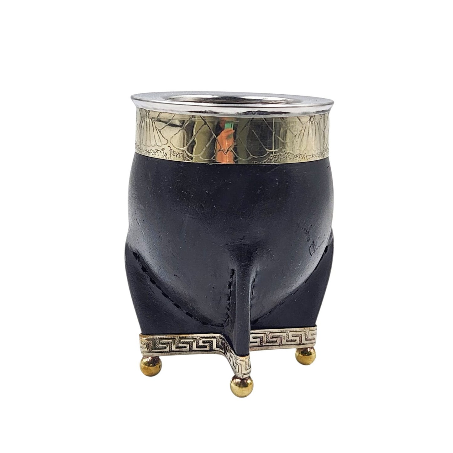 Mate acero imperial virola y base en alpaca con bolitas