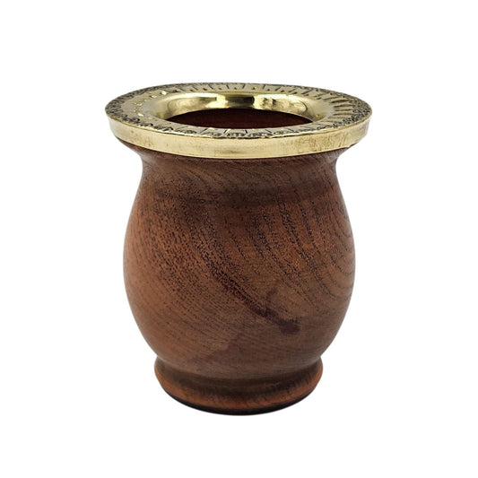 Mate copa de algarrobo virola cincelada