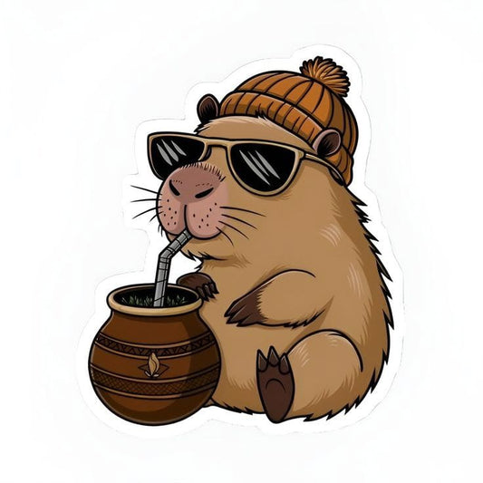 Sticker Capibara mateando