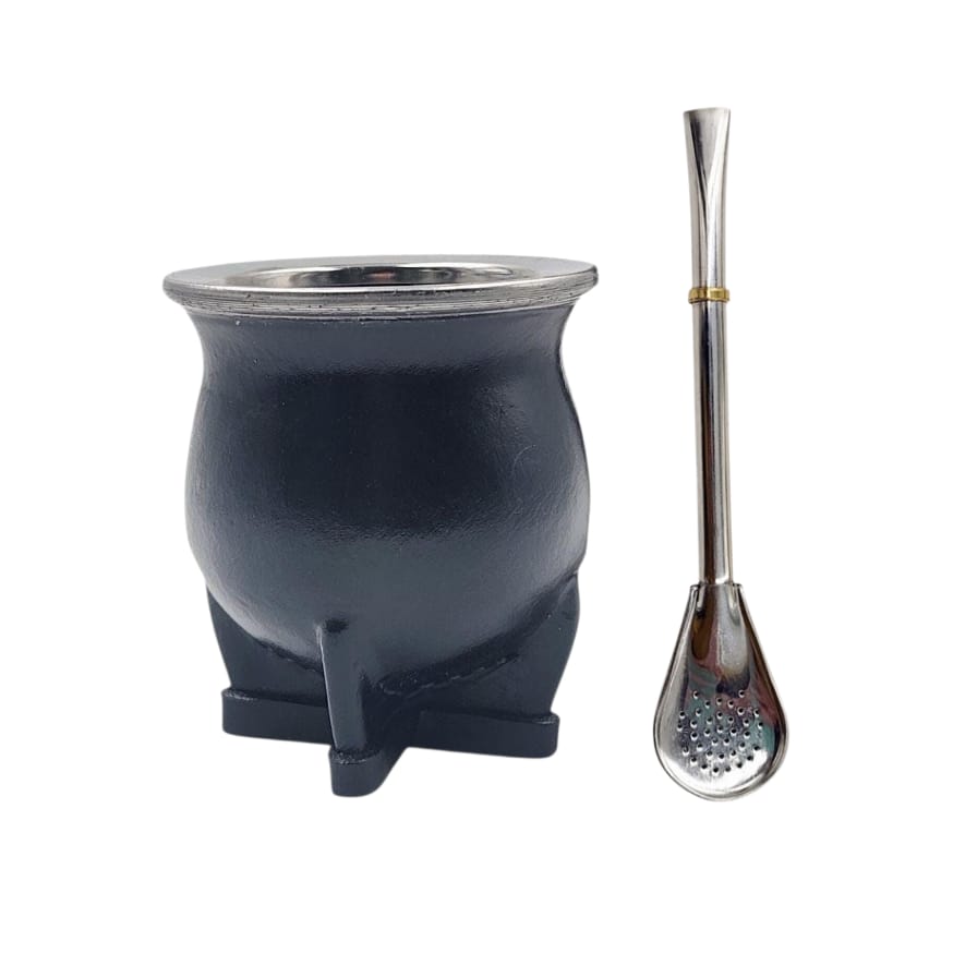 Mate camionero cerámico uruguayo + bombilla