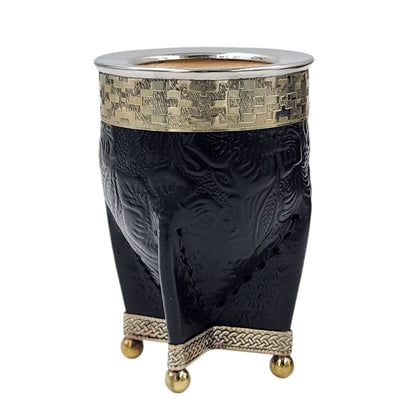 Mate imperial calabaza croco virola y base en alpaca con bolitas