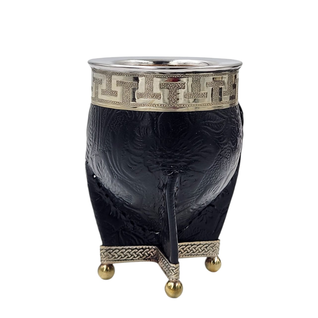 Mate imperial calabaza croco virola y base en alpaca con bolitas