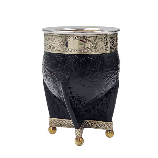 Mate imperial calabaza croco virola y base en alpaca con bolitas