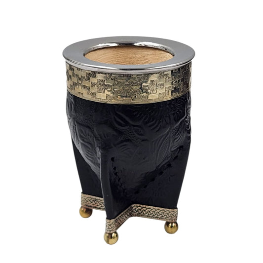 Mate imperial calabaza croco virola y base en alpaca con bolitas