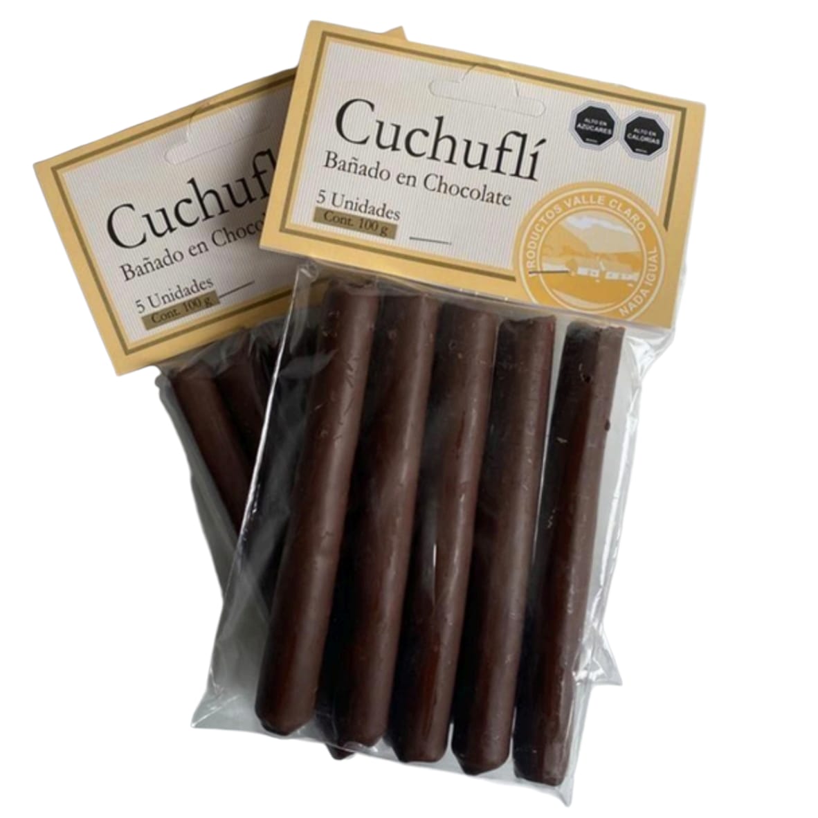 Cuchuflís bañados en chocolate rellenos de manjar Valle Claro