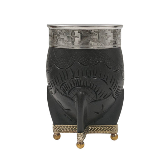 Mate imperial de calabaza cuero dibujado base bolitas