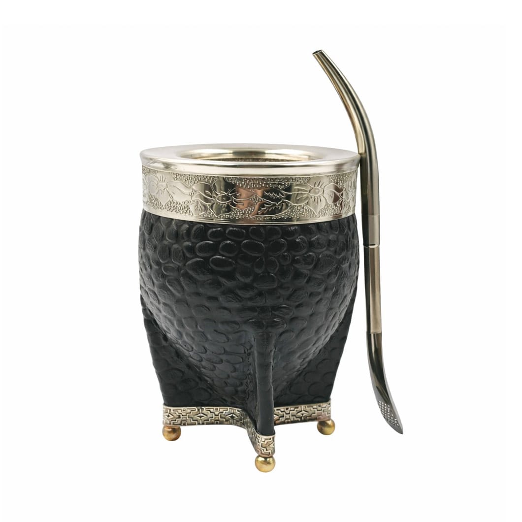 Mate imperial calabaza en alpaca con bolitas + bombilla