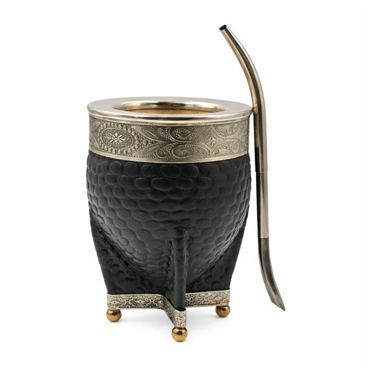 Mate imperial calabaza en alpaca con bolitas + bombilla