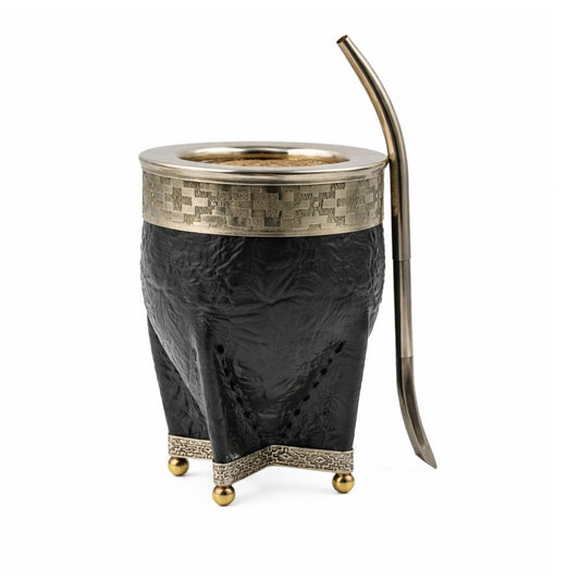 Mate imperial calabaza en alpaca con bolitas + bombilla