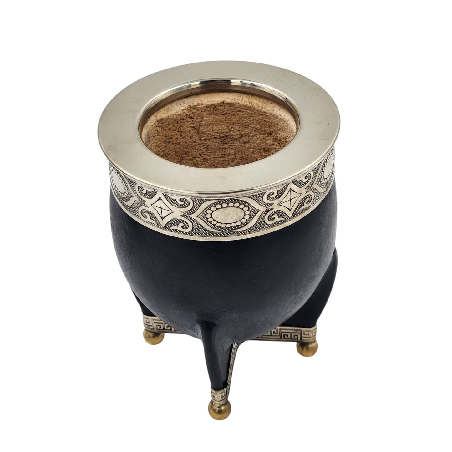 Mate imperial de calabaza virola, fleje y base en alpaca.