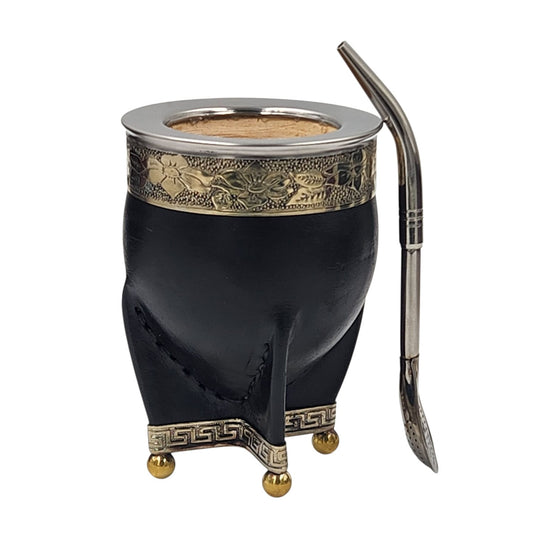 Mate imperial calabaza en alpaca con bolitas + bombilla