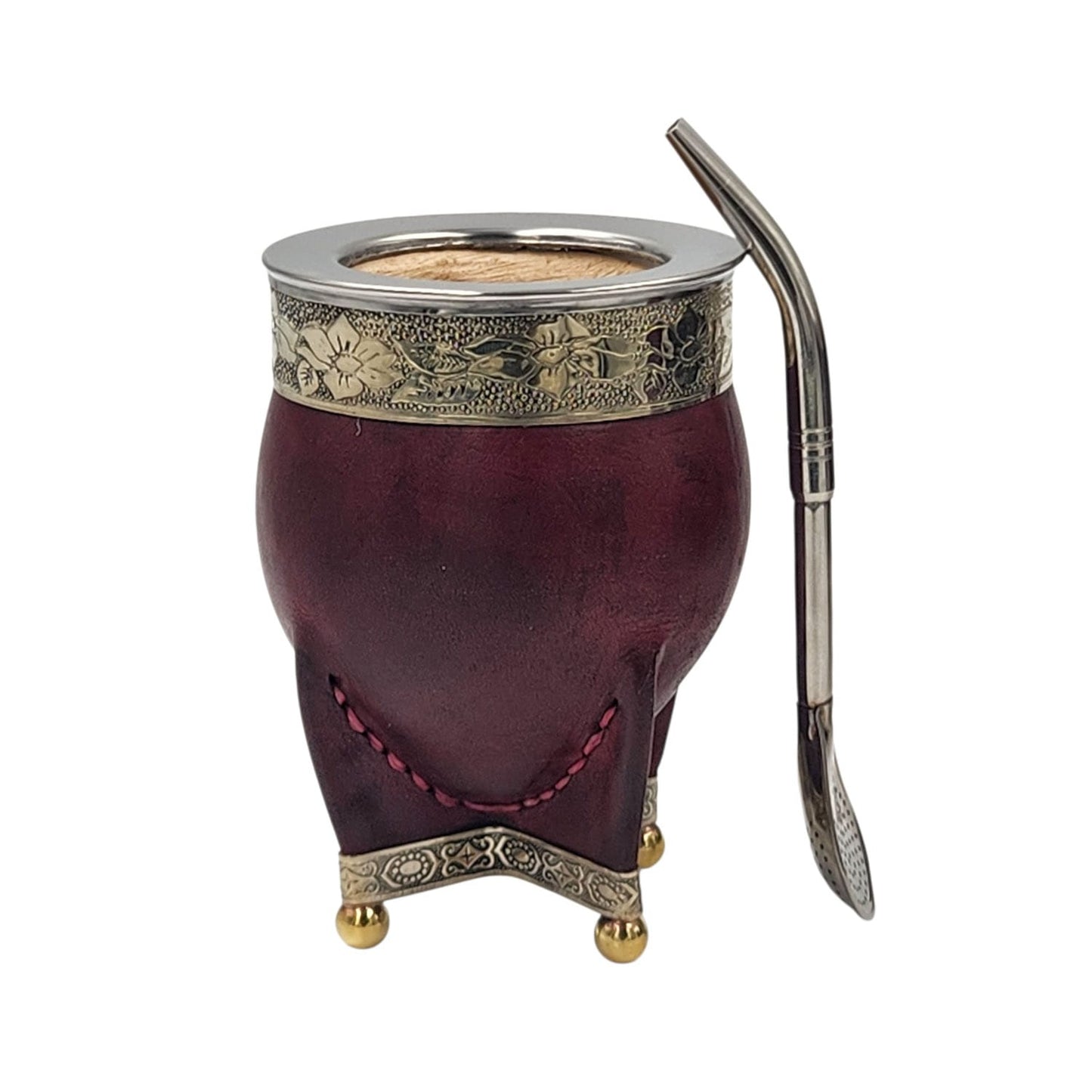 Mate imperial calabaza en alpaca con bolitas + bombilla