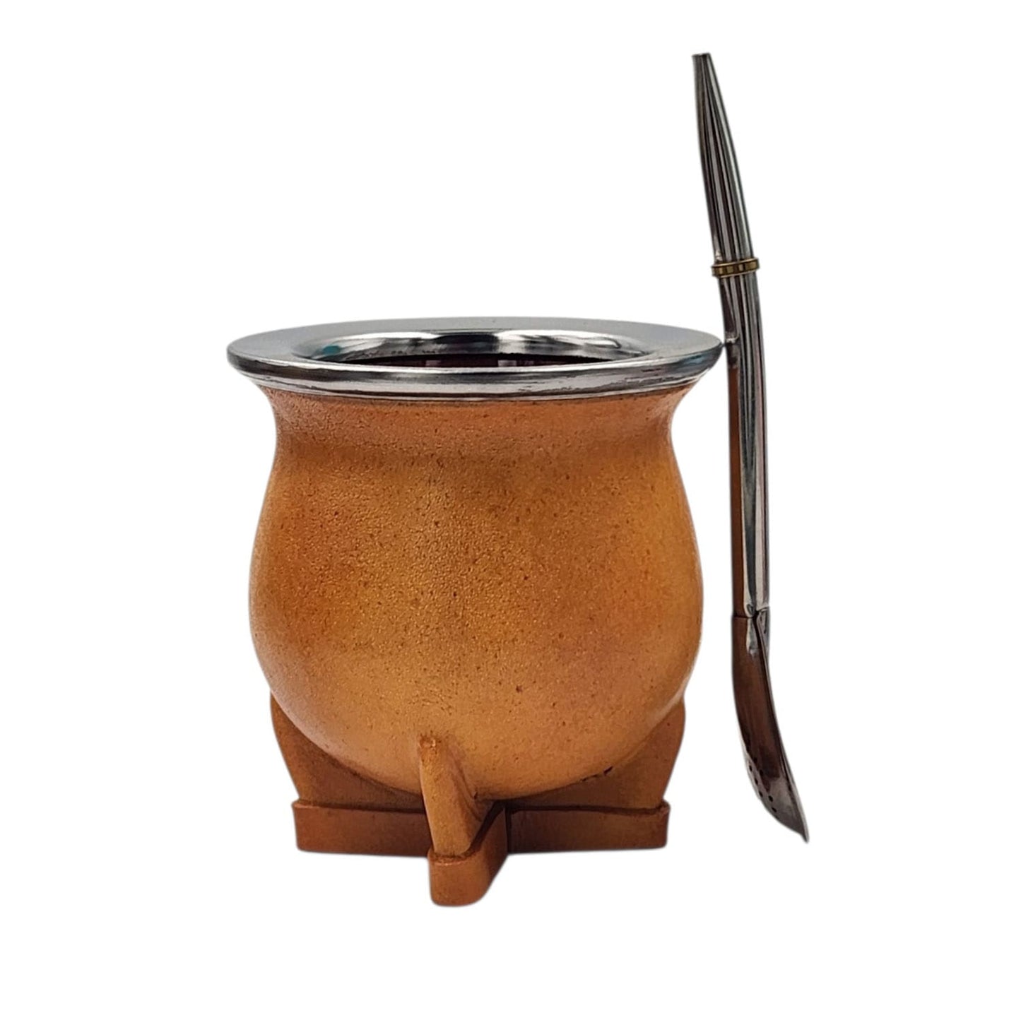 Mate camionero cerámico uruguayo + bombilla