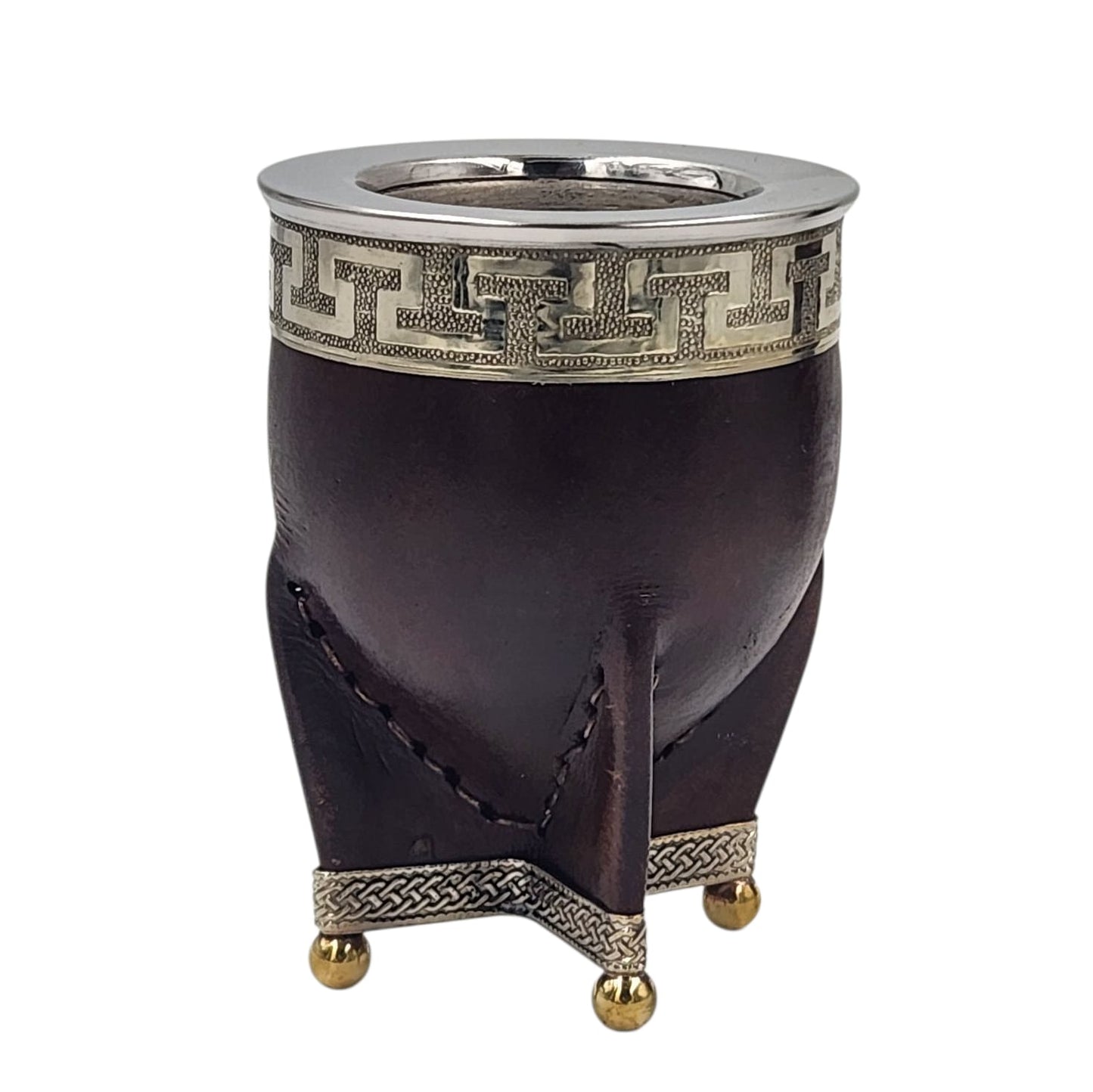 Mate acero imperial virola y base en alpaca con bolitas