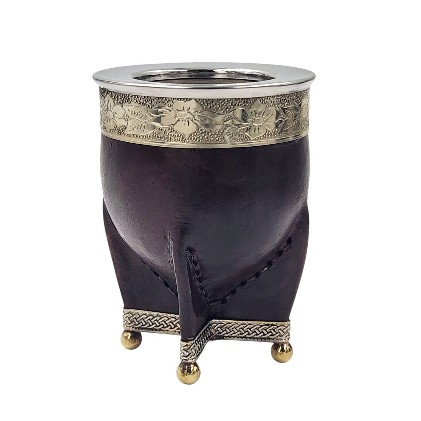 Mate acero imperial virola y base en alpaca con bolitas