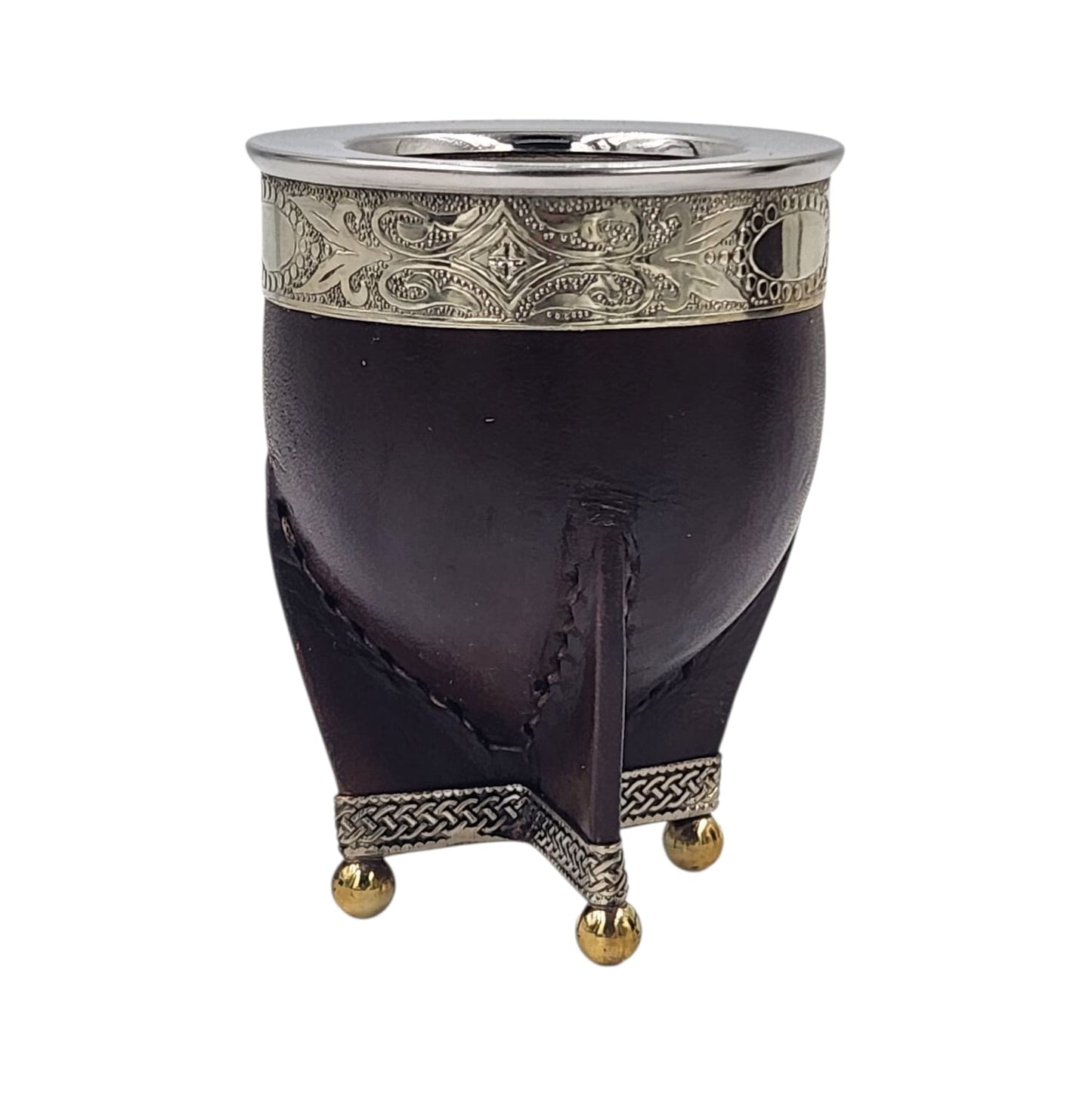 Mate acero imperial virola y base en alpaca con bolitas