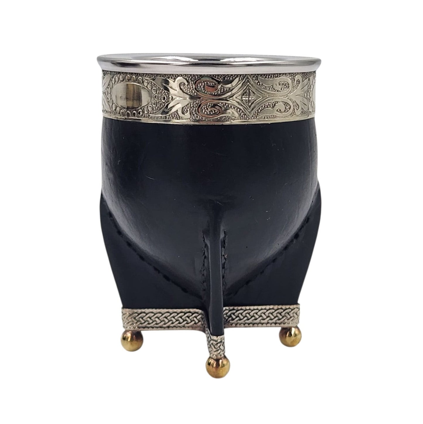 Mate acero imperial virola y base en alpaca con bolitas