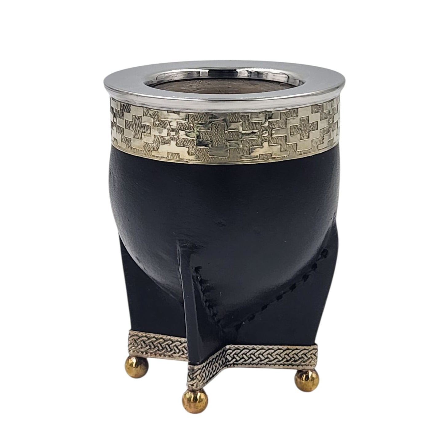 Mate acero imperial virola y base en alpaca con bolitas