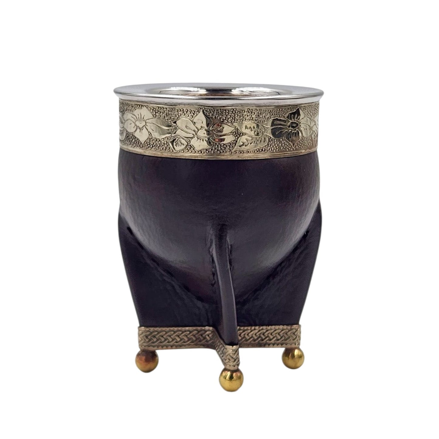 Mate calabaza imperial virola y base en alpaca con bolitas