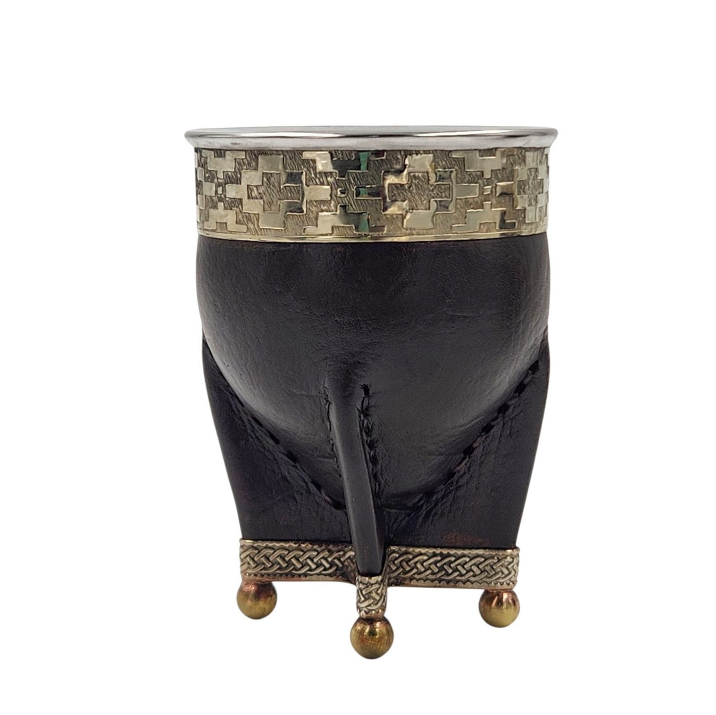 Mate calabaza imperial virola y base en alpaca con bolitas