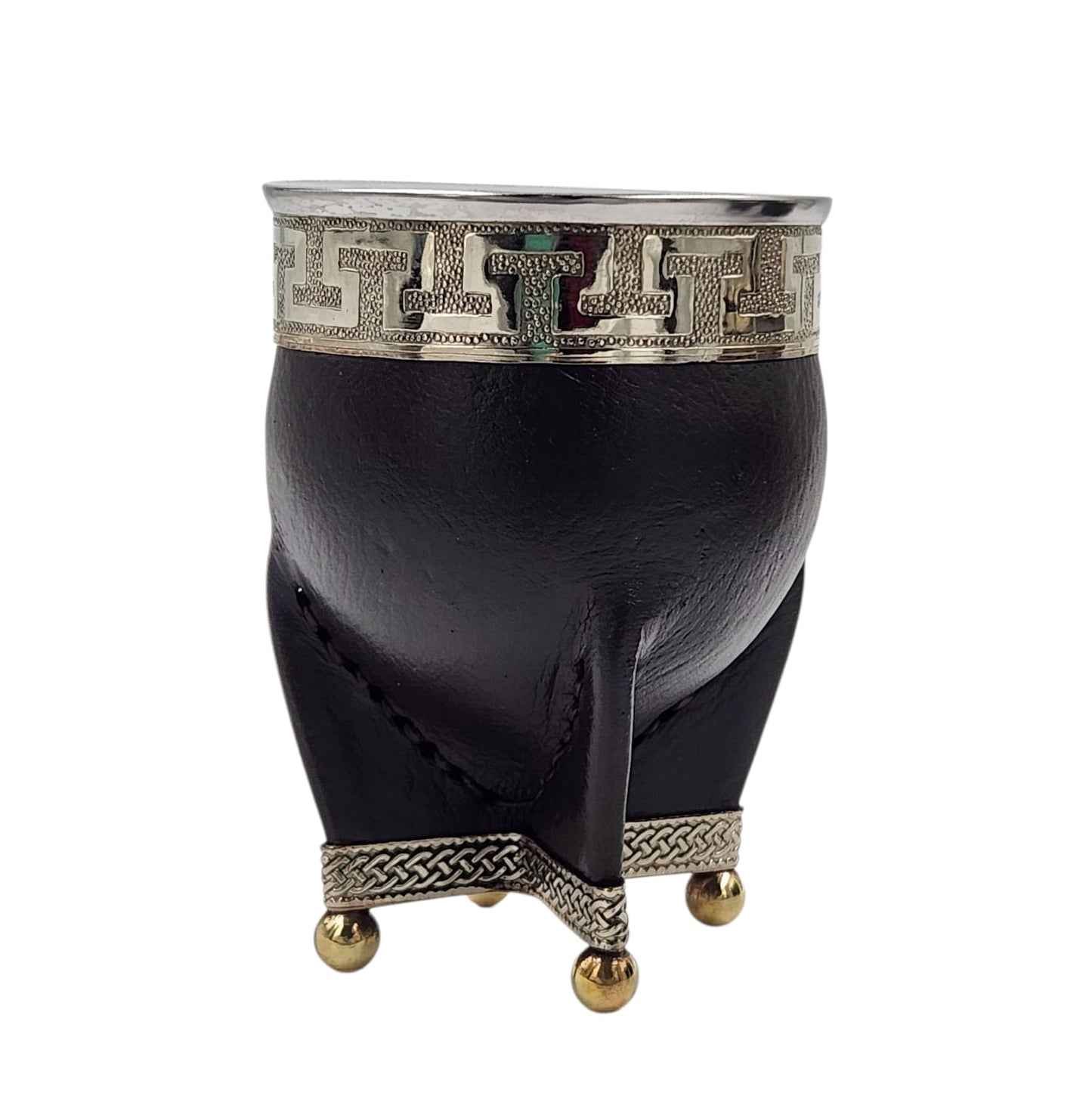 Mate calabaza imperial virola y base en alpaca con bolitas