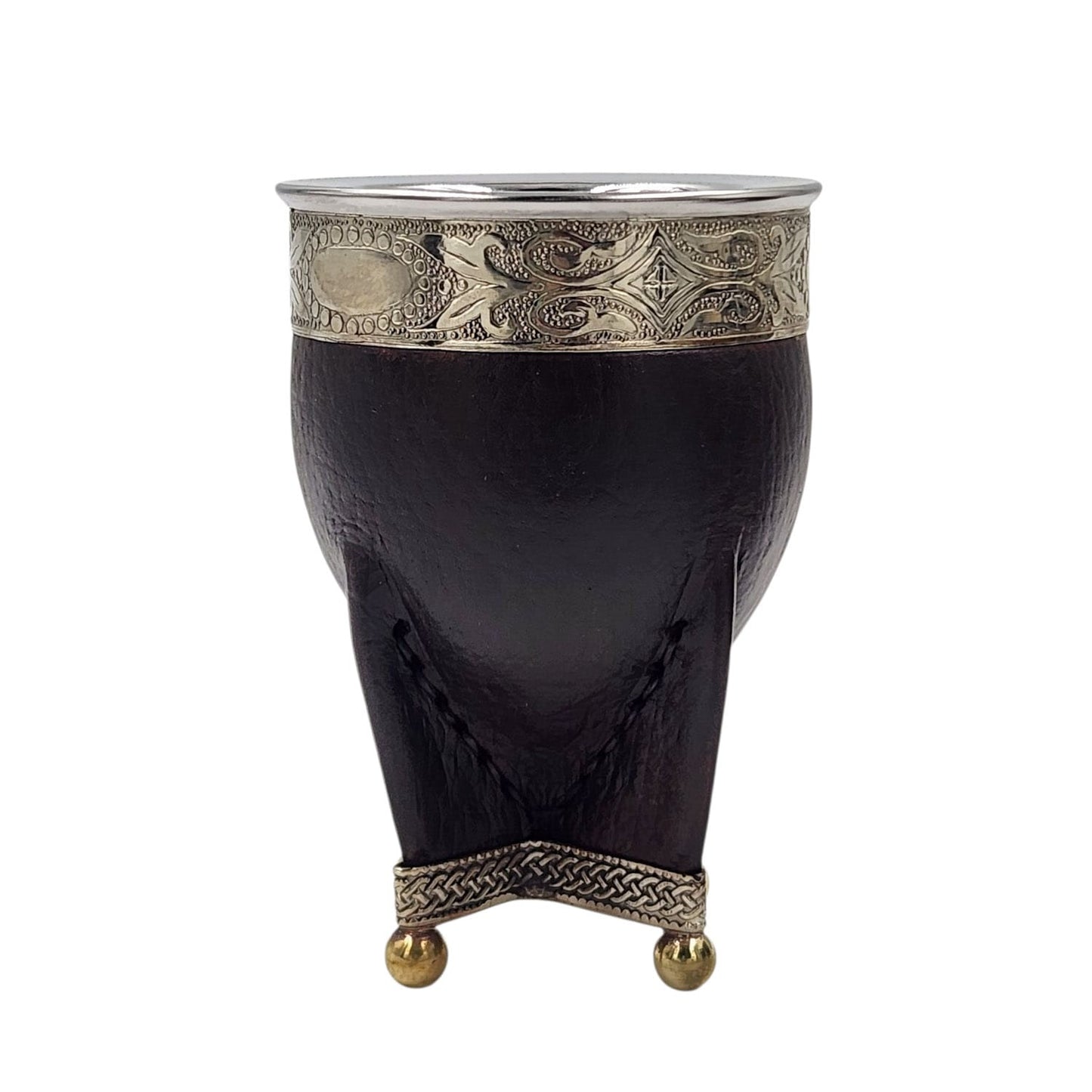 Mate calabaza imperial virola y base en alpaca con bolitas