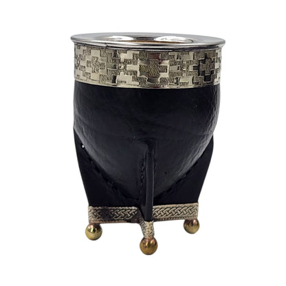 Mate calabaza imperial virola y base en alpaca con bolitas