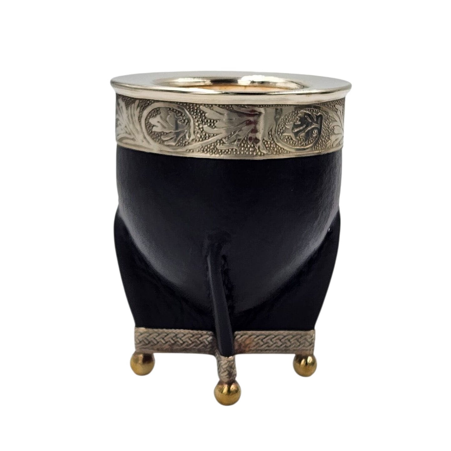 Mate calabaza imperial virola y base en alpaca con bolitas