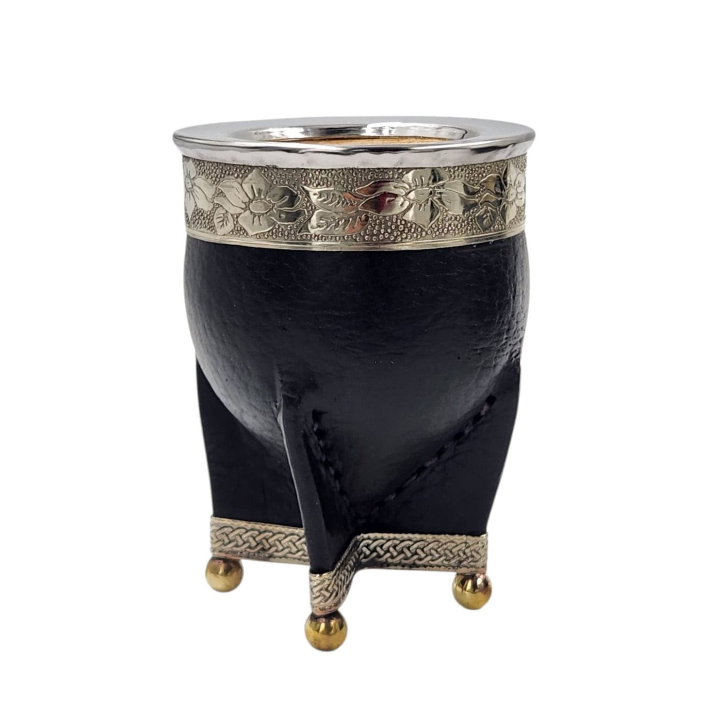 Mate calabaza imperial virola y base en alpaca con bolitas