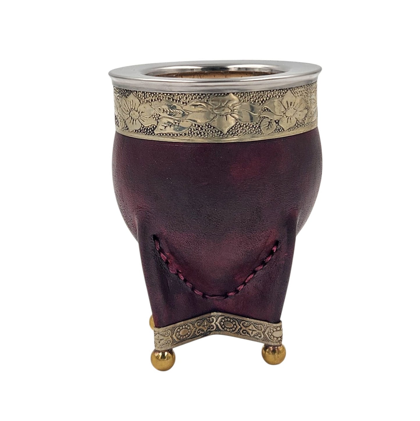 Mate calabaza imperial virola y base en alpaca con bolitas