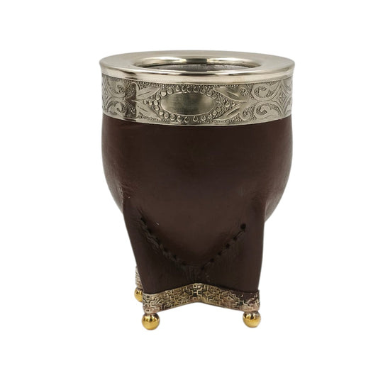 Mate acero imperial virola y base en alpaca con bolitas