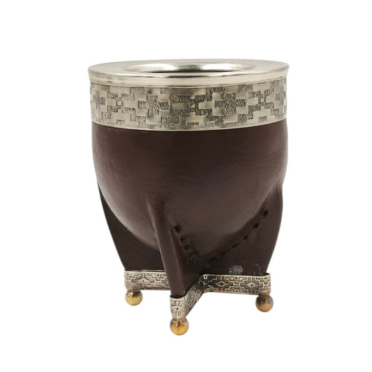 Mate acero imperial virola y base en alpaca con bolitas