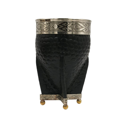 Mate calabaza imperial virola y base en alpaca con bolitas