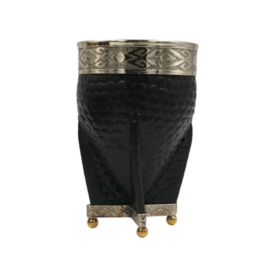 Mate calabaza imperial virola y base en alpaca con bolitas