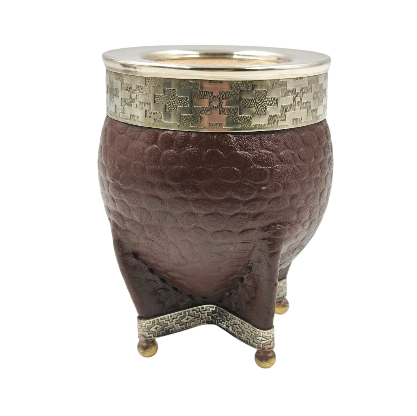 Mate calabaza imperial virola y base en alpaca con bolitas